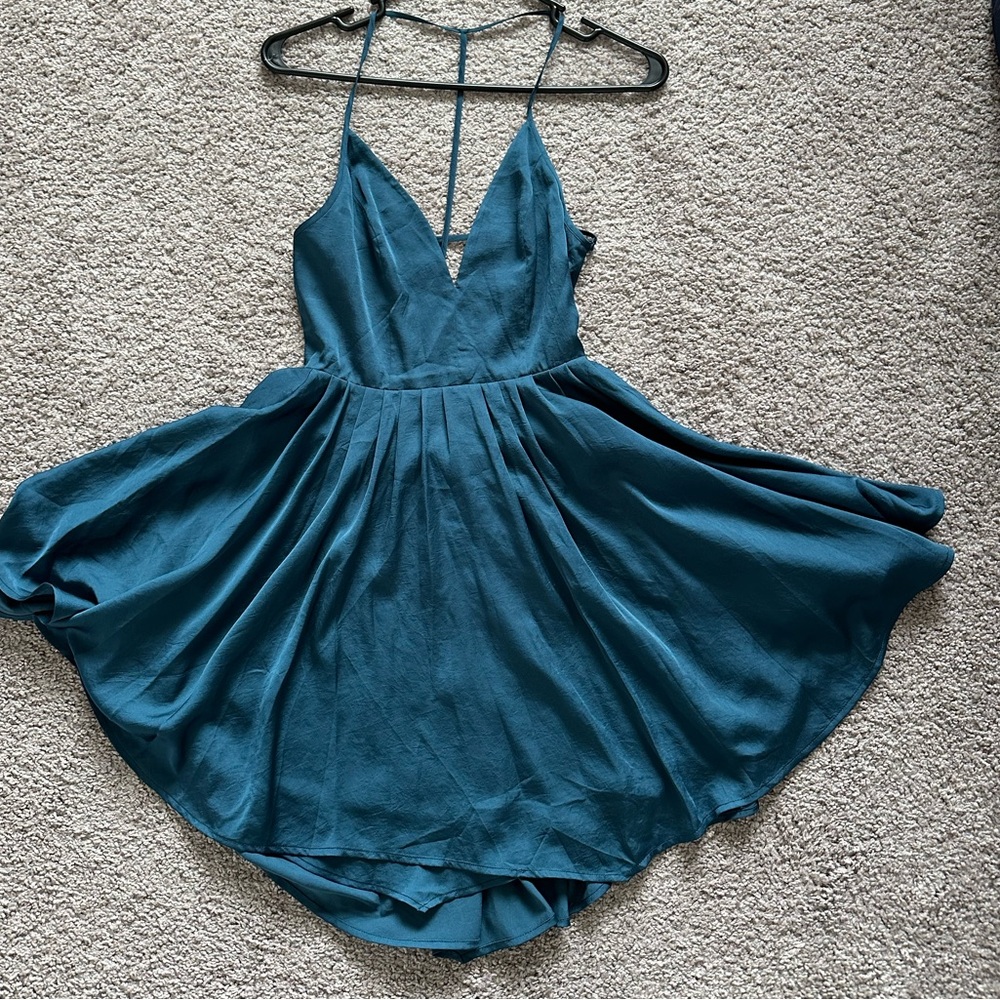 NBD mini teal dress